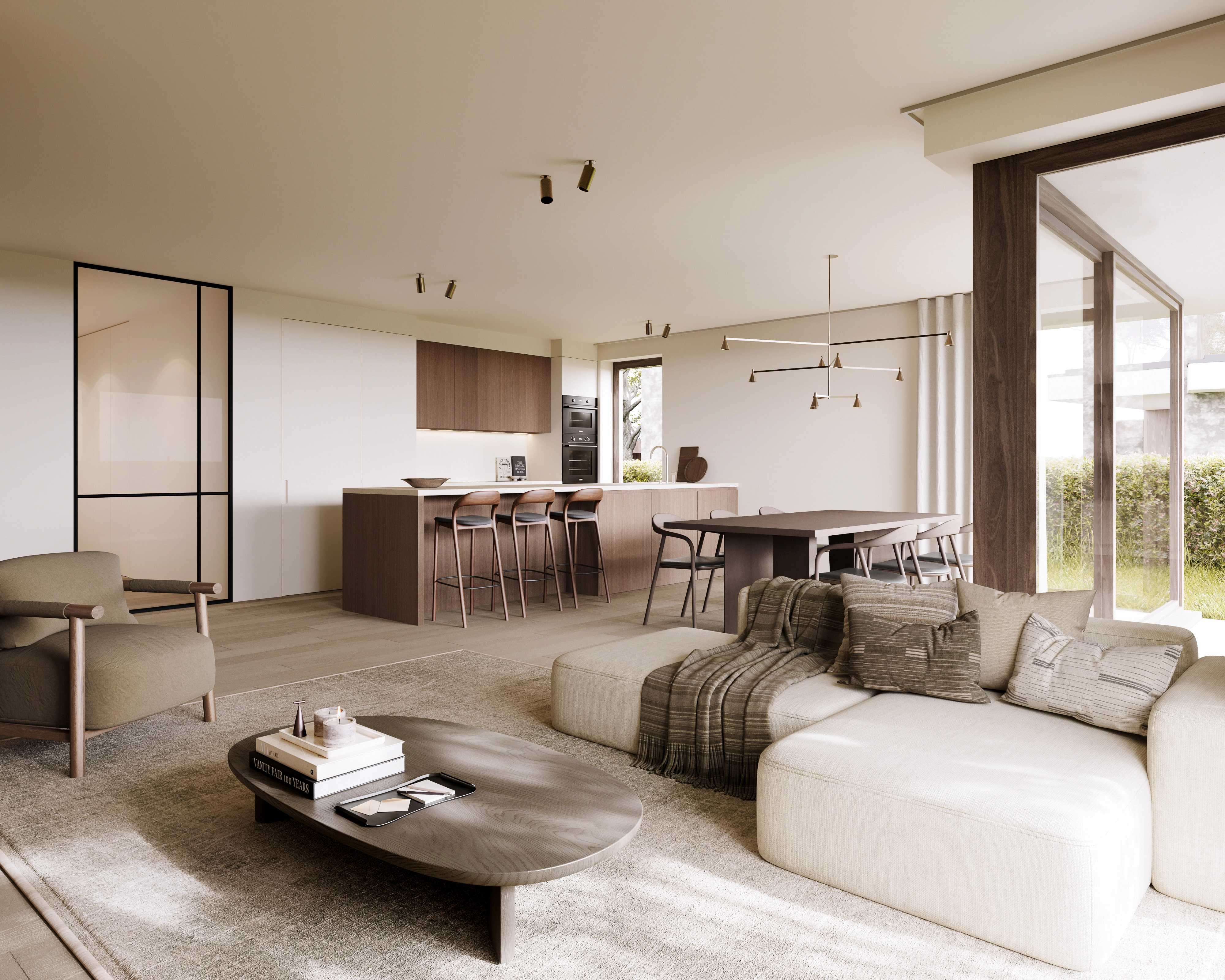 Comfortline leefruimte met open keuken in woonproject Vaart