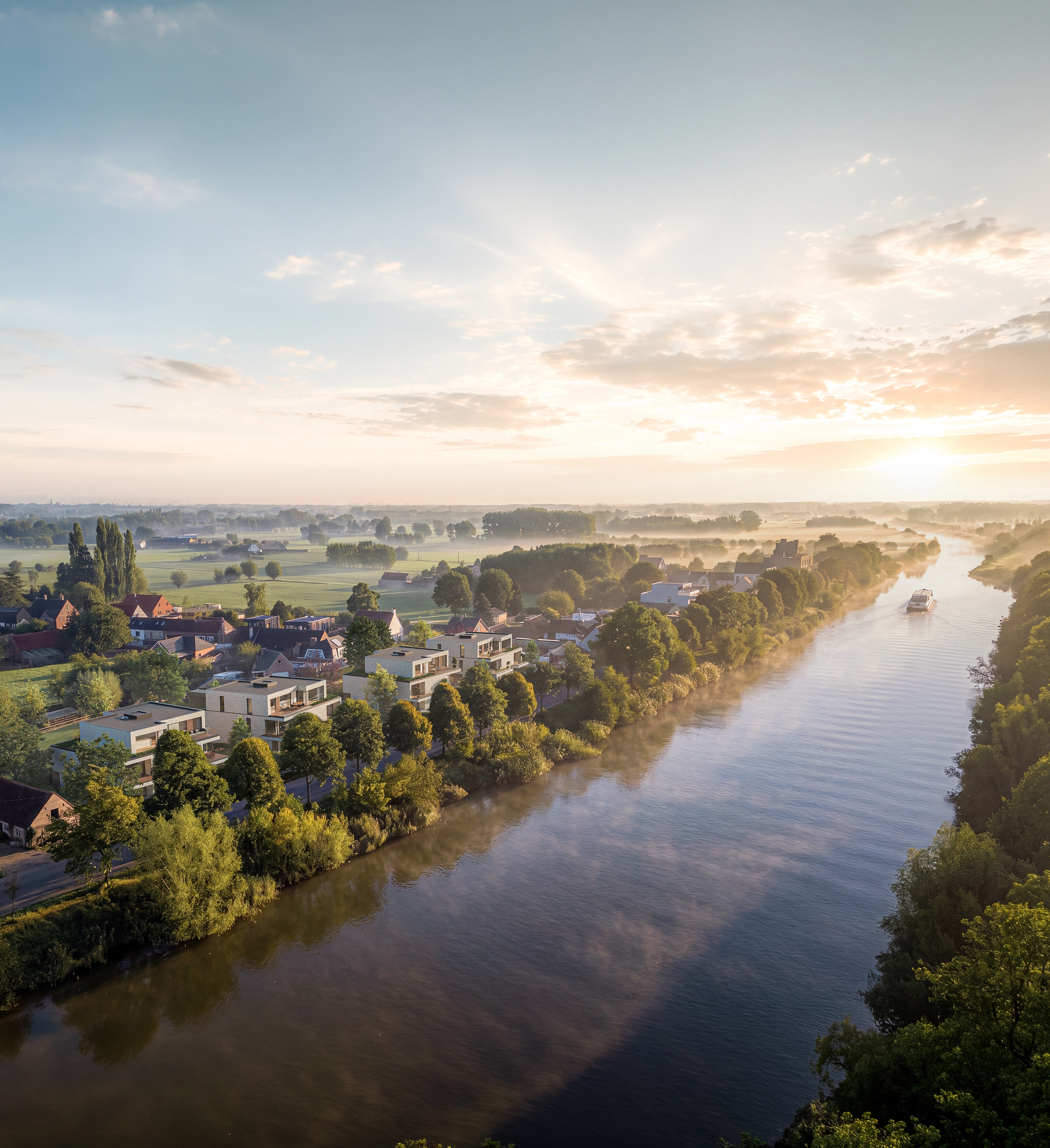 Luchtbeeld van de Vaart bij Bellem